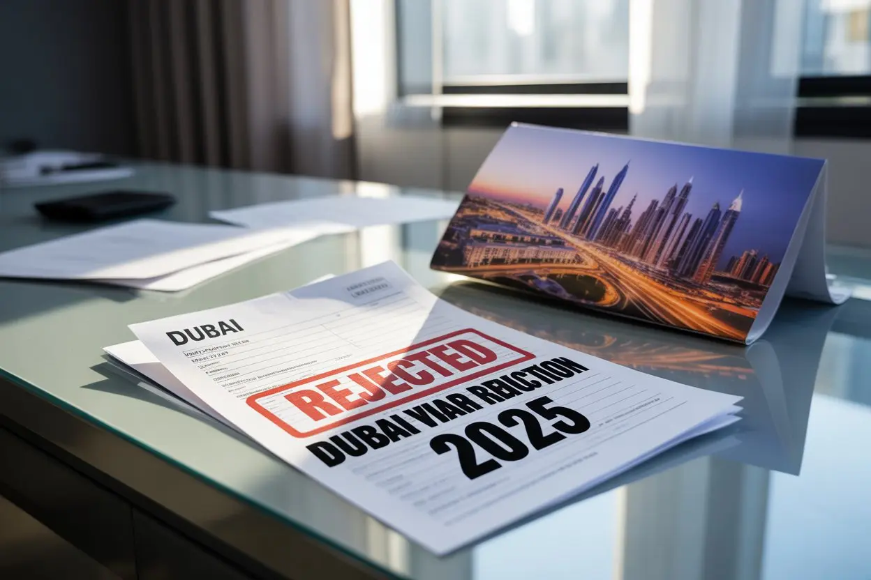 Dubai visa rejection stamp on application form