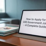 Professional applying online for UAE government jobs through official portal.