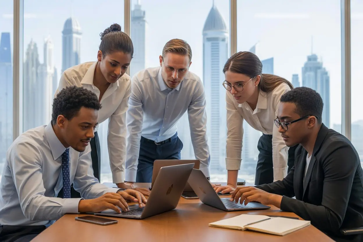 Diverse team of IT professionals in Dubai office – IT Jobs in the UAE